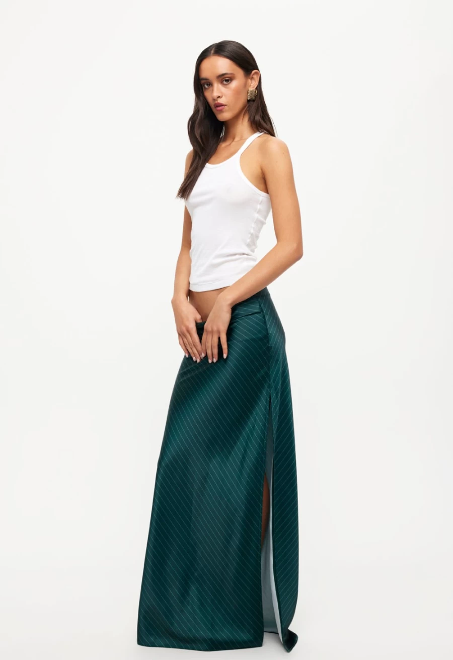 Lioness Women's Green Pinstripe Devon Maxi Skirt