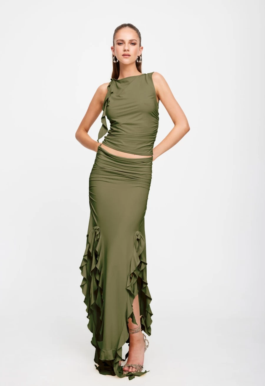 Lioness Women's Olive Rendezvous Skirt - Stylish Casual Wear