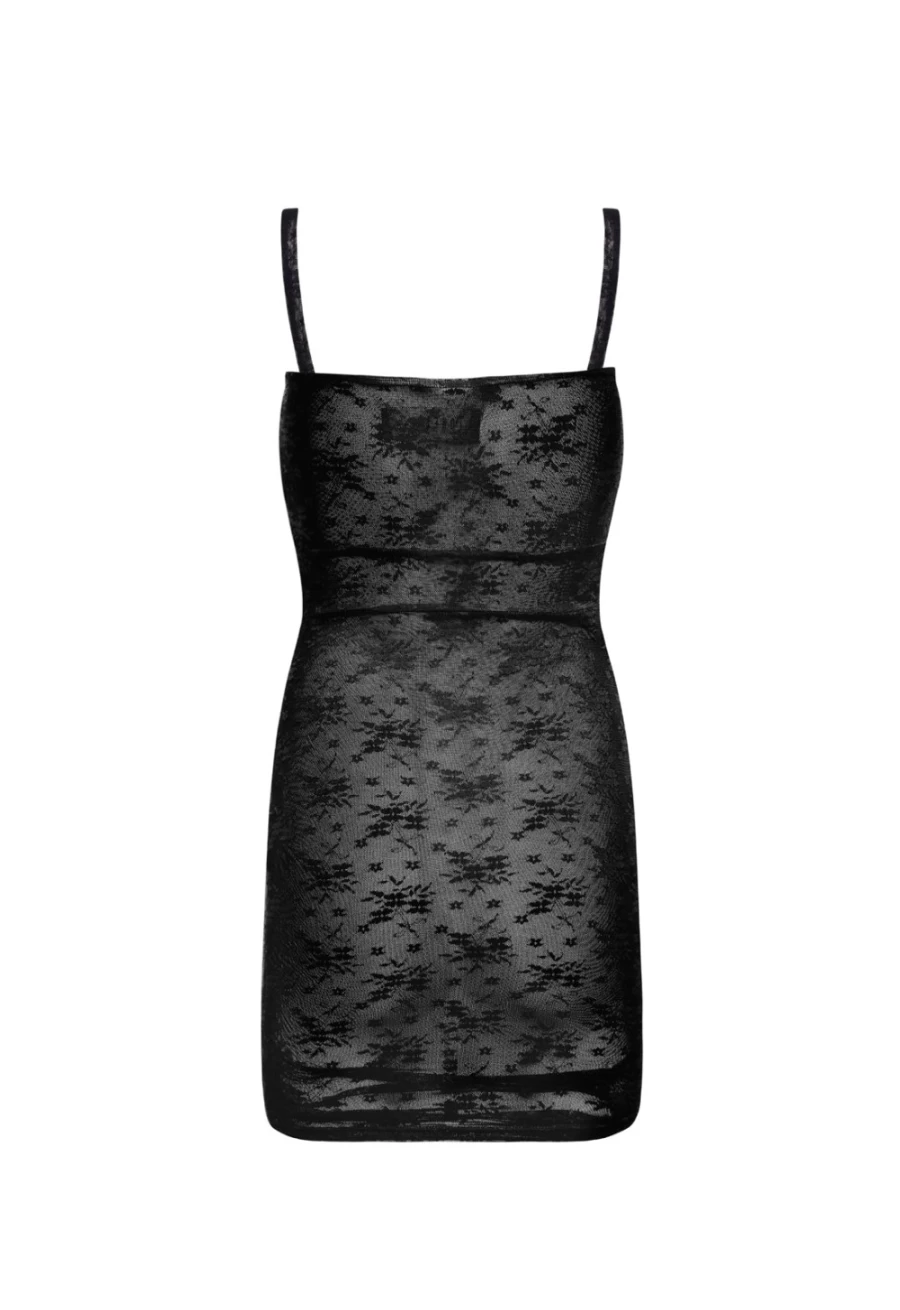 Lioness Women's Lace Mini Dress in Onyx - Mademoiselle Collection