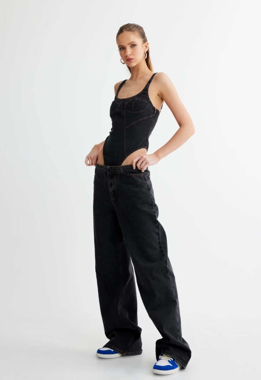 Lioness Women's Charcoal Je Taime Bodysuit - Stylish & Comfortable Bodysuit for Women